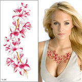 Popxstar Purple Flower Tattoos Waterproof Sexy Tattoo for Women Girls Peony Rose Lotus Flower Tattoo and Body Art Fashion Stickers Bikini