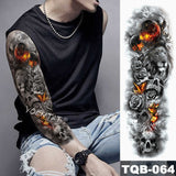 Popxstar Large Arm Sleeve Tattoo Lion Crown King Rose Waterproof Temporary Tatoo Sticker Wild Wolf Tiger Men Full Skull Totem Fake Tatto