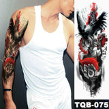 Popxstar Large Arm Sleeve Tattoo Lion Crown King Rose Waterproof Temporary Tatoo Sticker Wild Wolf Tiger Men Full Skull Totem Fake Tatto