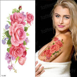 Popxstar Purple Flower Tattoos Waterproof Sexy Tattoo for Women Girls Peony Rose Lotus Flower Tattoo and Body Art Fashion Stickers Bikini