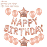 Popxstar Rose Gold Wedding Birthday Party Balloons Happy Birthday Letter Foil Balloon Baby Shower Anniversary Event Party Decor Supplies