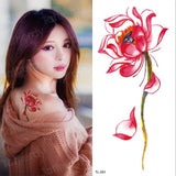 Popxstar Purple Flower Tattoos Waterproof Sexy Tattoo for Women Girls Peony Rose Lotus Flower Tattoo and Body Art Fashion Stickers Bikini