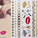 Popxstar 1 sheet Flash Boho Metallic Gold Feathers Shimmering Jewellery Festival Temporary Tattoo
