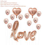 Popxstar Rose Gold Wedding Birthday Party Balloons Happy Birthday Letter Foil Balloon Baby Shower Anniversary Event Party Decor Supplies