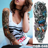 Popxstar Large Arm Sleeve Tattoo Lion Crown King Rose Waterproof Temporary Tatoo Sticker Wild Wolf Tiger Men Full Skull Totem Fake Tatto