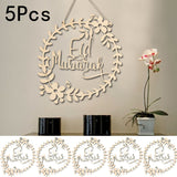 Popxstar 5pcs Ramadan Eid Mubarak Decorations Wooden Wreath Garland For Islam Muslim Home Eid Mubarak Ramadan Decoration Party Supplies