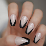 Popxstar Holo Glitter Pink Nude French Ballerina Coffin False Nails Gradient Natural Press on Fake Nails Tips Daily Office Finger Wear