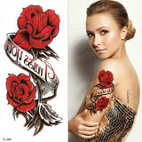 Popxstar Purple Flower Tattoos Waterproof Sexy Tattoo for Women Girls Peony Rose Lotus Flower Tattoo and Body Art Fashion Stickers Bikini