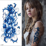 Popxstar Purple Flower Tattoos Waterproof Sexy Tattoo for Women Girls Peony Rose Lotus Flower Tattoo and Body Art Fashion Stickers Bikini