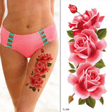 Popxstar Purple Flower Tattoos Waterproof Sexy Tattoo for Women Girls Peony Rose Lotus Flower Tattoo and Body Art Fashion Stickers Bikini