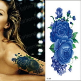 Popxstar purple flower tattoos waterproof sexy tattoo for women girls peony rose lotus flower tattoo and body art fashion stickers bikini