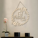 Popxstar 5pcs Ramadan Eid Mubarak Decorations Wooden Wreath Garland For Islam Muslim Home Eid Mubarak Ramadan Decoration Party Supplies