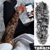 Popxstar Large Arm Sleeve Tattoo Lion Crown King Rose Waterproof Temporary Tatoo Sticker Wild Wolf Tiger Men Full Skull Totem Fake Tatto