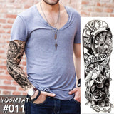 Popxstar Large Arm Sleeve Tattoo Lion Crown King Rose Waterproof Temporary Tatoo Sticker Wild Wolf Tiger Men Full Skull Totem Fake Tatto