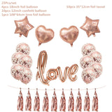 Popxstar Rose Gold Wedding Birthday Party Balloons Happy Birthday Letter Foil Balloon Baby Shower Anniversary Event Party Decor Supplies