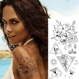 Popxstar Purple Flower Tattoos Waterproof Sexy Tattoo for Women Girls Peony Rose Lotus Flower Tattoo and Body Art Fashion Stickers Bikini