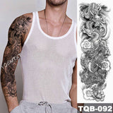 Popxstar Large Arm Sleeve Tattoo Lion Crown King Rose Waterproof Temporary Tatoo Sticker Wild Wolf Tiger Men Full Skull Totem Fake Tatto