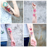 Popxstar   QC Flowers Arms Tattoo Colorful Taty Body Art Waterproof Temporary Tattoo Stickers Rose Fake Tattoo Orchid Tatouage
