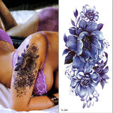 Popxstar Purple Flower Tattoos Waterproof Sexy Tattoo for Women Girls Peony Rose Lotus Flower Tattoo and Body Art Fashion Stickers Bikini