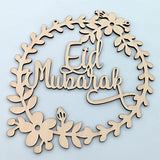 Popxstar 5pcs Ramadan Eid Mubarak Decorations Wooden Wreath Garland For Islam Muslim Home Eid Mubarak Ramadan Decoration Party Supplies