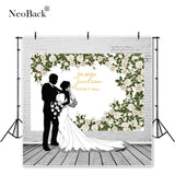 Popxstar NeoBack Customizable Green Leaf Rose Floral Wedding Photography Backgrounds Anniversary Birthday Photocall Photo Backdrop Banner