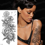 Popxstar Purple Flower Tattoos Waterproof Sexy Tattoo for Women Girls Peony Rose Lotus Flower Tattoo and Body Art Fashion Stickers Bikini