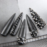 Popxstar 1/2/3mm Spikes Metal Studs Conical Shape Punk Style Flat Back Rivets Halloween 3D Alloy Nail Art for Decoration