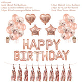 Popxstar Rose Gold Wedding Birthday Party Balloons Happy Birthday Letter Foil Balloon Baby Shower Anniversary Event Party Decor Supplies