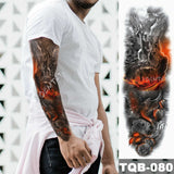 Popxstar Large Arm Sleeve Tattoo Lion Crown King Rose Waterproof Temporary Tatoo Sticker Wild Wolf Tiger Men Full Skull Totem Tatto