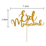 Popxstar  10pcs/lot Eid Mubarak Ramadan Cake Toppers Wedding Baby Shower Birthday Party Decor Gold Silver Muslim Islam Baking Cake Decor,Q