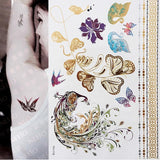 Popxstar 1 sheet Flash Boho Metallic Gold Feathers Shimmering Jewellery Festival Temporary Tattoo