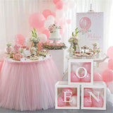 Popxstar A-Z letter Name Transparent Balloon Box BABY ONE Blocks Boy Girl Party Gift Box Wedding Decoration Baby Shower Birthday Party