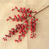 Popxstar 5 Fork Single Red Berry DIY Christmas Decorations For Home Wedding Party Decoration Artificial Flower Berry Fake Flower Branch