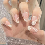 Popxstar spring centerpiece ideas short square acrylic nails spring dip nails 24Pcs Shiny Glitter Detachable False Nails Long Ballerina Pink Wearable Fake Nails Full Cover False Nail Tips with glue design