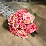 Popxstar 9 head / Bundle Simulated Rose Bouquet Wholesale Fake Flowers Wedding Handhold Flowers Home Decoration Simulated Plant Supplies