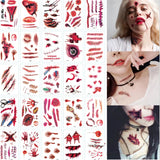 Popxstar 30pcs/pack Halloween Tattoo Stickers Simulation Horror Bleeding Suture Scars Stickers DIY Halloween Decoration Party Supplies-S