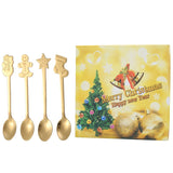 Popxstar New Year Gifts 4pcs Creative Stainless Steel Coffee Spoon Christmas Decoration for Home Xmas Party Supply Navidad Decor