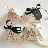 Popxstar New Triangular Pyramid Gift  Box Wedding Favor Chocolate Box Bomboniera Giveaways Boxes for Gifts Baby Shower Party Supplies