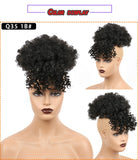 Popxstar Synthetic High Puff Afro Kinky Curly Ponytail with Bangs Ponytail Hair Extension Drawstring Short Afro Pony Tail