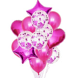 Popxstar 14Pcs Multi Confetti Balloon Happy Birthday Party Balloons Rose Gold Helium Ballons Boy Girl Baby Shower Party Supplies