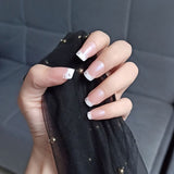 Popxstar spring centerpiece ideas short square acrylic nails spring dip nails 24Pcs Shiny Glitter Detachable False Nails Long Ballerina Pink Wearable Fake Nails Full Cover False Nail Tips with glue design
