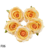Popxstar 5/10pcs Artificial Rose Head Silk Leaves Flower For Home Wedding Party Gift Box Decoration Fake Flower DIY Christmas Wreath 10cm