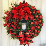 Popxstar Elegant Red Christmas Wreath Champagne Gold Christmas Wreath Window Door Wall Ornament for Halloween Party Decorations new