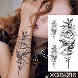 Waterproof Temporary Tattoo Sticker Blue Rose Peony Flowers Flash Tattoos Cross Rosary Body Art Arm Fake Sleeve Tatoo Women Men