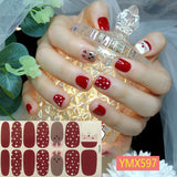 Popxstar 14Tips/Sheet Christmas/Halloween Nail Art Stickers Festival Pumpkin Wraps Waterproof Full DIY Manicure Accessories YMX Series