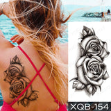Waterproof Temporary Tattoo Sticker Blue Rose Peony Flowers Flash Tattoos Cross Rosary Body Art Arm Fake Sleeve Tatoo Women Men