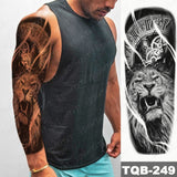 Popxstar Large Arm Sleeve Tattoo Lion Crown King Rose Waterproof Temporary Tatoo Sticker Wild Wolf Tiger Men Full Skull Totem Tatto