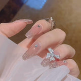 Popxstar Spring Centerpiece Ideas Short Square Acrylic Nails Spring Dip Nails 24pcs Rhinestone Design Fake Nails Shiny Bridal Women Lady Party Nail DIy Decorations Press On Nail Tips False Nail Patch
