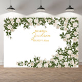 Popxstar NeoBack Customizable Green Leaf Rose Floral Wedding Photography Backgrounds Anniversary Birthday Photocall Photo Backdrop Banner