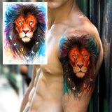 Popxstar Africa Serengeti Lion Temporary Tattoo Black Indian Warrior Waterproof Flash Tattoo Sticker Tribal Mighty Tiger Tatoo Men Women